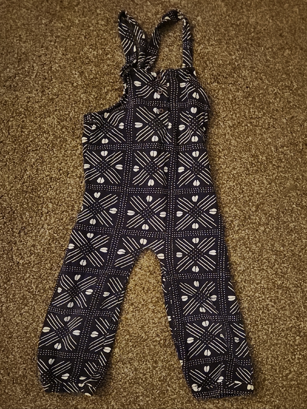Kids Navy Blue Patterned One-Piece Overalls